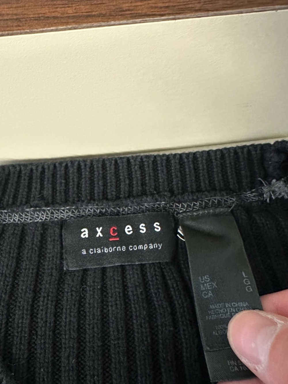 Axcess Black Ribbed Knit Top with Subtle Contrast Stitch - Picture 4 of 4